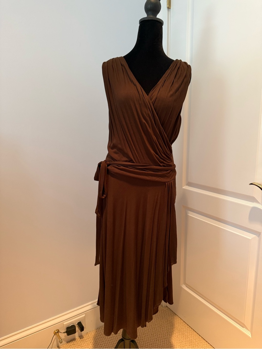 Lauren Ralph Lauren Brown Wrap Midi Dress